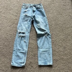 SHEIN Light Blue High Rise Distressed Jeans